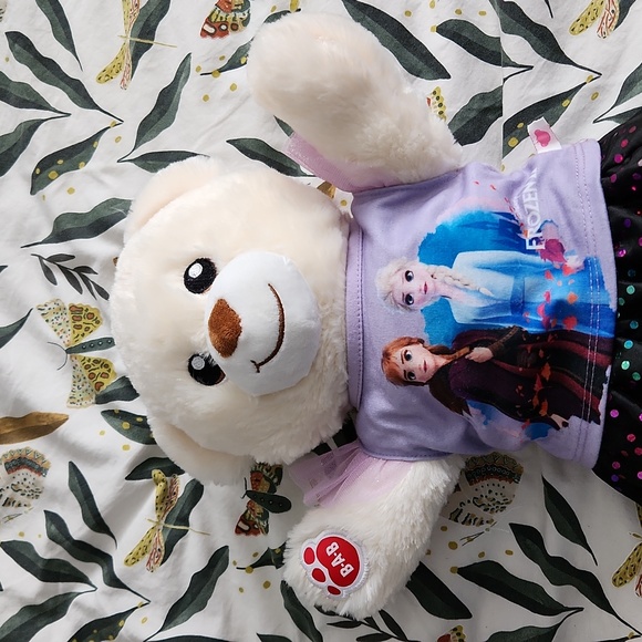 Build a Bear white bear with tulle skirt t shirt and pink shoes - Picture 3 of 6